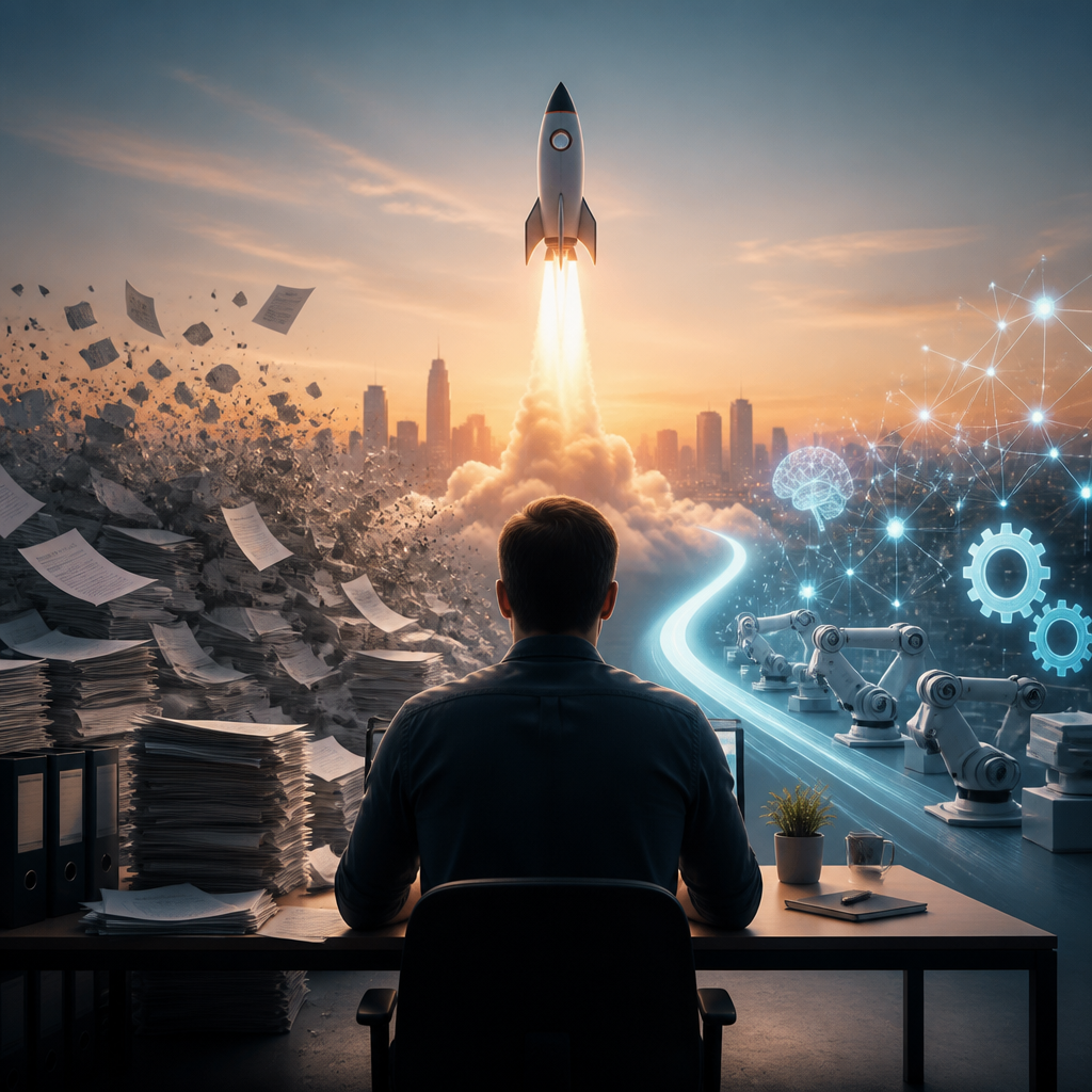 A professional illustration representing automation and efficiency